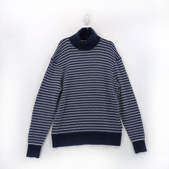 Ted Baker London Men 5 XL Riber Sweater Blue Chunky Turtleneck Wool Blend FLAW - Picture 2 of 8